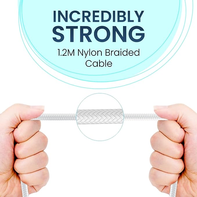 Portronics Konnect L 1.2M Fast Charging 3A Micro USB Cable with Charge & Sync Function (White)