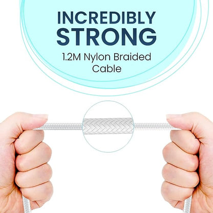 Portronics Konnect L 1.2M Fast Charging 3A Micro USB Cable with Charge & Sync Function (White)