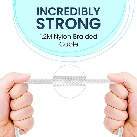 Portronics Konnect L 1.2M Fast Charging 3A Micro USB Cable with Charge & Sync Function (White)