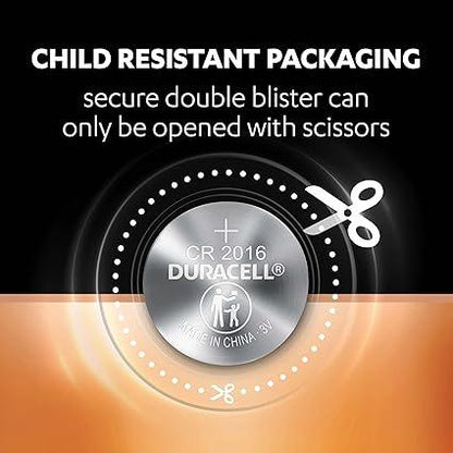 Duracell Specialty CR2016 Lithium Coin Battery 3V, Pack of 5 Suitable for use in keyfobs, Scales