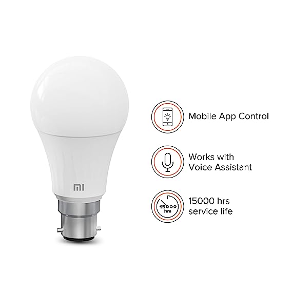 MI Smart LED Bulb with Adjustable Brightness, B22 Base Compatible with Amazon Alexa and Google Assistant (White)