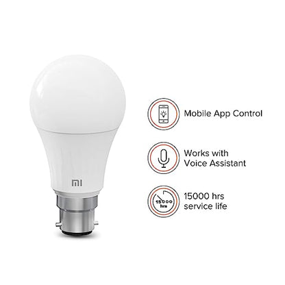 MI Smart LED Bulb with Adjustable Brightness, B22 Base Compatible with Amazon Alexa and Google Assistant (White)