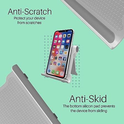 Portronics Modesk 200 Universal Mobile Phone Tabletop Stand for Desktop Table for All Device Size Upto 17.7cm (7 Inch) White