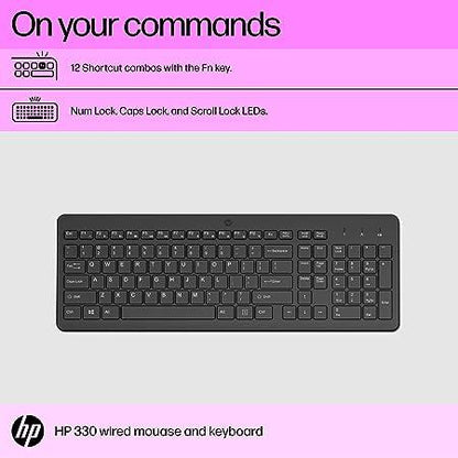HP 330 Wireless Black Keyboard and Mouse Set with Numeric Keypad, 2.4GHz Wireless Connection and 1600 DPI, USB Receiver, LED Indicators (Black)