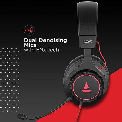 boAt Immortal IM-700 7.1 Channel PC Virtual Surround Sound, ENx Tech, RGB LEDs, Remote Control, Braided Cable USB Wired Over Ear Gaming (Black)