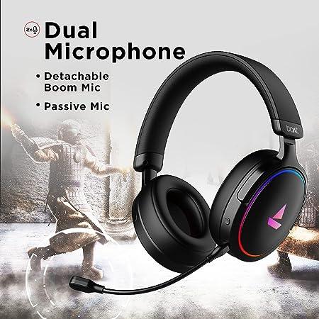 boAt Immortal IM 300 Over-Ear Wired Gaming Headphones with 50mm Drivers, 3D Spatial Sound, RGB LEDs, Dual Mics & Driver (Black)