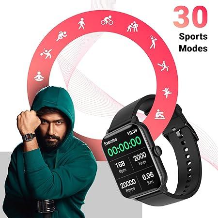 Fire-Boltt Ninja Calling 1.69"(4.29cm) Bluetooth Calling Smart Watch, Dial Pad, Speaker, AI Voice Assistant Gaming & 100+ Faces with SpO2 (Black)