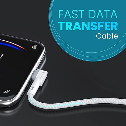 Portronics Konnect L 1.2M Fast Charging 3A Micro USB Cable with Charge & Sync Function (White)