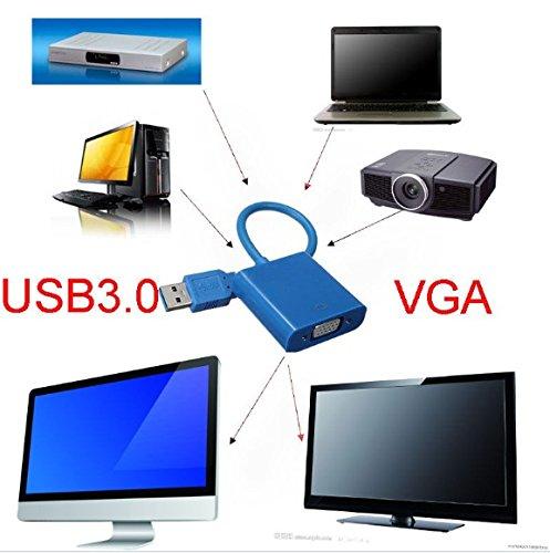 USB 3.0 to VGA Multi-display video converter External Cable Adapter for Windows 7/8 (Blue/Black)