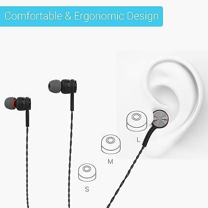 Portronics Conch Gama in-Ear Wired Earphone, 1.2m Tangle Free Cable, in-Line Mic, Noise Isolation 3.5mm Aux Port and High Bass (Black)