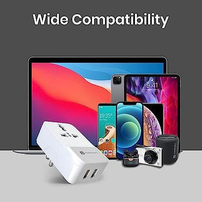 Portronics Adapto III Dual USB Adapter with 1 AC Power Socket 3.4Amp Total Output (White)