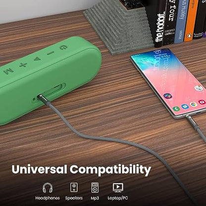 Portronics Konnect Aux 7 3.5mm Male to Male Aux Cable with 2 Meter Cable Length, 24K Gold-Plated Connectors with Strong Nylon Braided Cable (Grey)