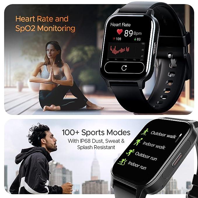 boAt Xtend Call Plus Smart Watch with 1.91" HD Display, Advanced BT Calling, Coins, ENx Tech, HR & SpO2,100+Sports Modes(Active Black)