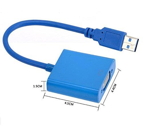 USB 3.0 to VGA Multi-display video converter External Cable Adapter for Windows 7/8 (Blue/Black)