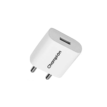 Champion 12W 5V/2.4A DC Single USB Port Mobile Charger | Wall Adapter for Android & USB Devices (White)