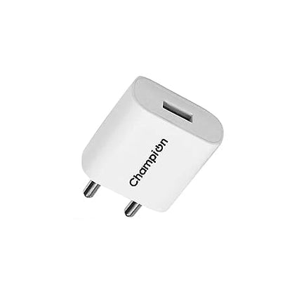 Champion 12W 5V/2.4A DC Single USB Port Mobile Charger | Wall Adapter for Android & USB Devices (White)