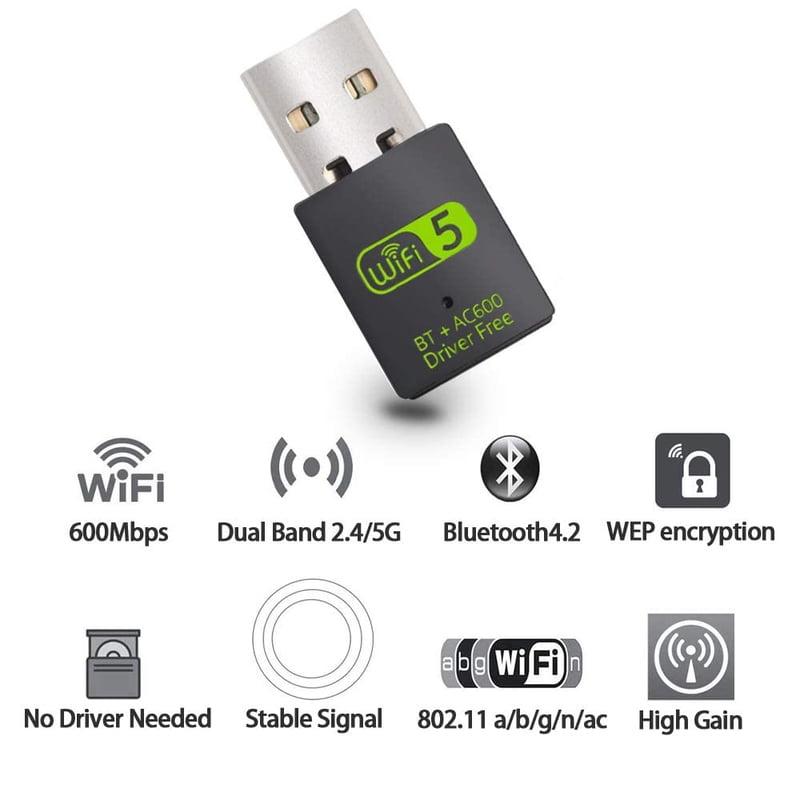 USB WIFI + Bluetooth 5.0 Adapter With Window 7/8/8.1/10/XP/Mac (AD-UW-0213 AC600)