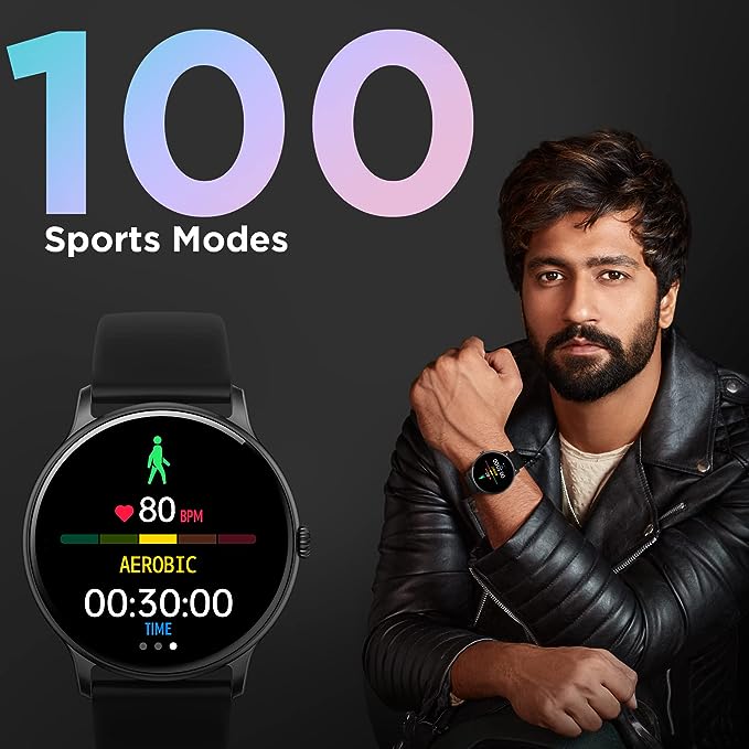 Fire-Boltt Phoenix Smart Watch with Bluetooth Calling + Sports Modes, 240 * 240 PX High Resolution with SpO2, Heart Rate Monitoring (Black)