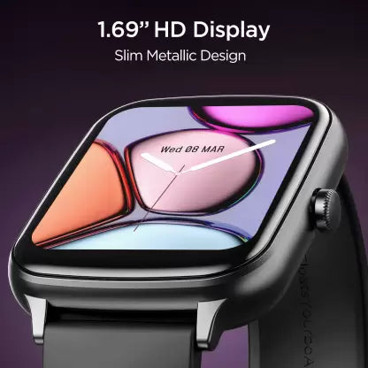 boAt Wave Smart Call with Bluetooth Calling and 1.69 HD Display Smartwatch (Black Strap, Free Size)