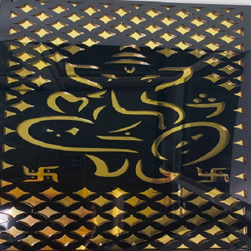Acrylic Lord Ganesha 5mm Wall Art Black & Golden (35.5 X 20.3)cm (14 X 8 Inches)