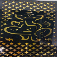 Acrylic Lord Ganesha 5mm Wall Art Black & Golden (35.5 X 20.3)cm (14 X 8 Inches)