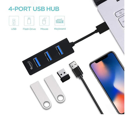 USB 3.0 Hub with 4 Ports, Hi-Speed Data Transfer, LED Indication, DC 5V Power Jack & Fuse Protection For Multi Device Connection, Plug Play Usage