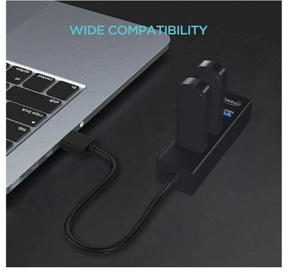 USB 3.0 Hub with 4 Ports, Hi-Speed Data Transfer, LED Indication, DC 5V Power Jack & Fuse Protection For Multi Device Connection, Plug Play Usage