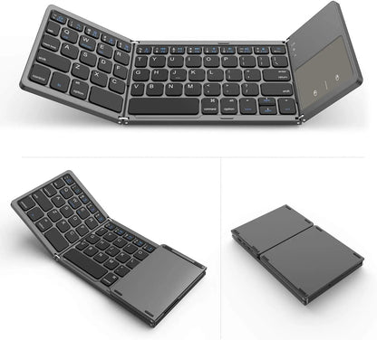 Wireless Foldable Bluetooth Keyboard with Touchpad, Slim Portable Design for Tablets & Laptops