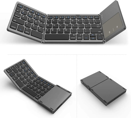 Wireless Foldable Bluetooth Keyboard with Touchpad, Slim Portable Design for Tablets & Laptops