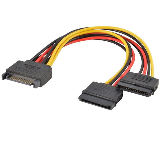 SATA Power Cable,15-pin Y-Splitter, Male to Dual Female,Compatible with Computer, DVR, HDD, External case, Desktop PC