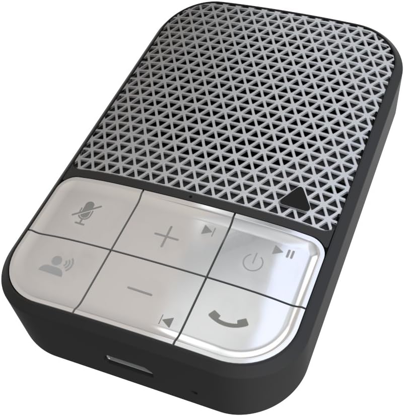 ZAGG Wireless Bluetooth Hands-Free Car Speakerphone with Noise Cancellation, Voice Control & Clip Mount Portable In-Car Speaker for Calls & Music Playback (Black & Silver)