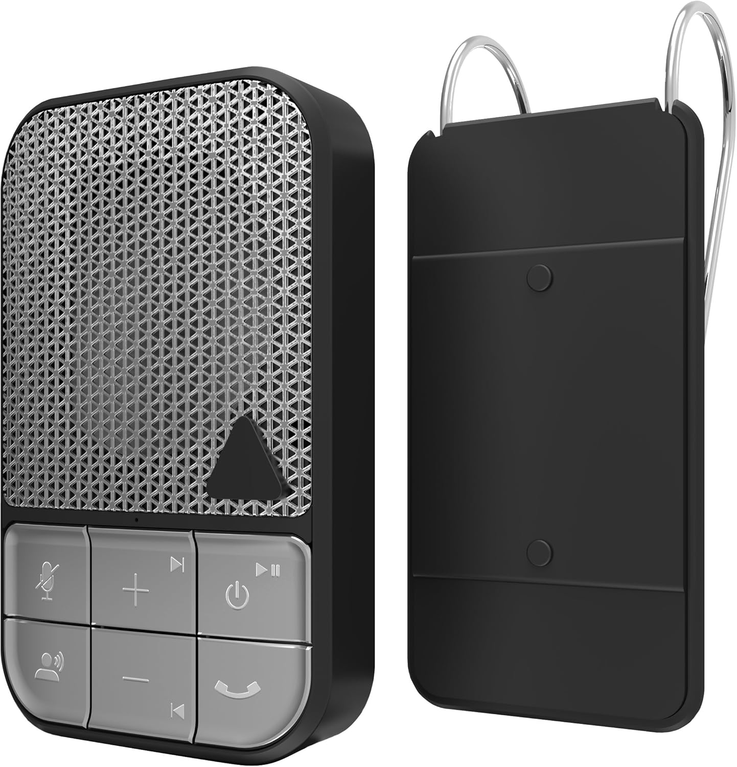 ZAGG Wireless Bluetooth Hands-Free Car Speakerphone with Noise Cancellation, Voice Control & Clip Mount â€“ Portable In-Car Speaker for Calls & Music Playback (Black & Silver)