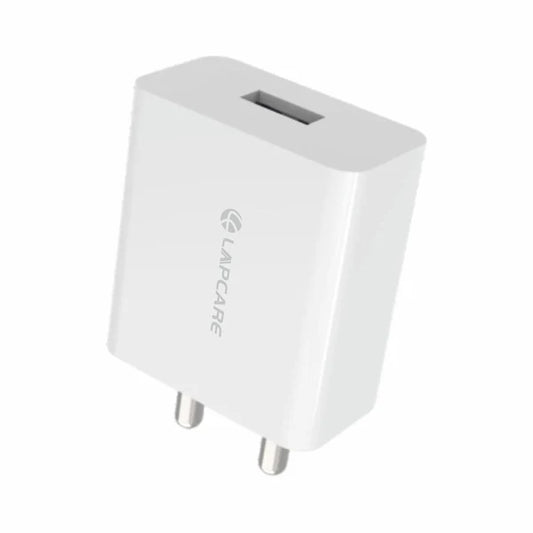 Lapcare Adopt 1.3A Wall Charger with Type-A to Micro USB Cable | Fast Charging Adapter (White)
