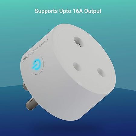 Zebronics ZEB-SP116, smart Wi-Fi plug compatible with google assistant & alexa, supports upto 16A and comes with a dedicated APP (White)