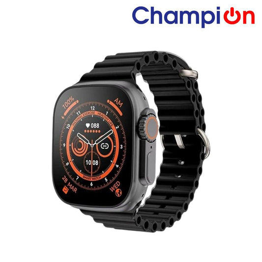 Champion T10 Ultra Bluetooth Calling Series 8 7.36cm (2.9 inch) Big Display 49mm with All Sports Features & Health Tracker, Unisex Smart Watch (Black)