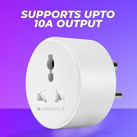 Zebronics ZEB-SP110,Wi-Fi plug compatible with google assistant & alexa,supports upto 10A and comes with a APP that Scheduled Control