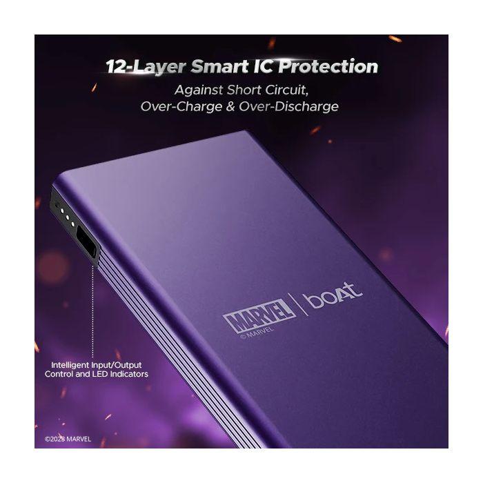 boAt EnergyShroom PB300 Black Panther 10000mAh Power Bank with 22.5w Fast Charging, 12-Layer Smart IC Protection, LED Indicators