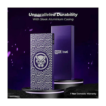boAt EnergyShroom PB300 Black Panther 10000mAh Power Bank with 22.5w Fast Charging, 12-Layer Smart IC Protection, LED Indicators