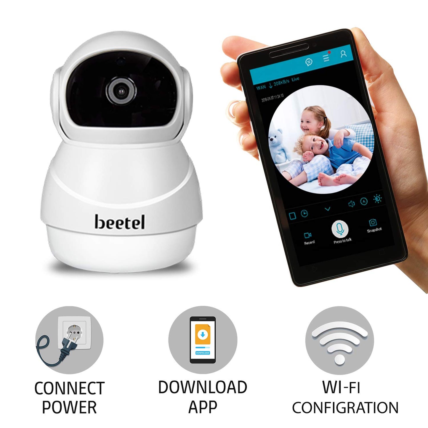 Beetel CC2 1080p Full HD WiFi Smart Security Camera 360 Viewing Area Night Vision Two-Way Audio Cloud Storage
