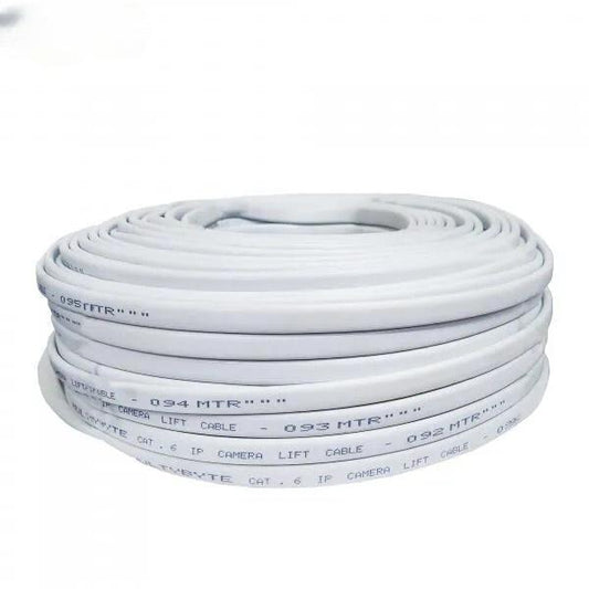 Cat 6 Cable, Flat CCTV Cable , Durable and High Strength CCTV Cable for Elevator Systems -90M (Coil Pack)