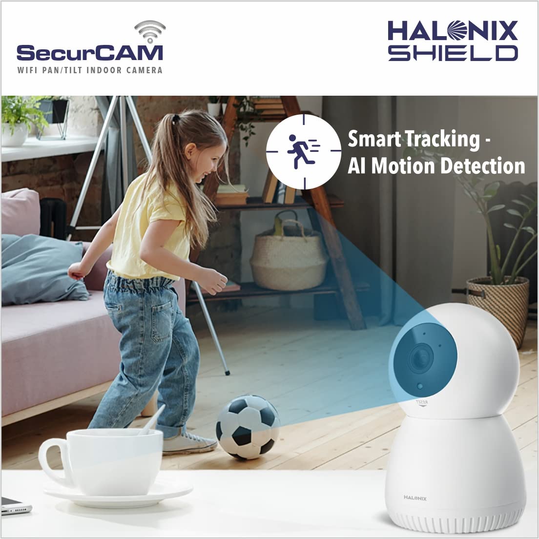 Halonix SecurCAM 360Â° 3MP 3K Pro HD Pan/Tilt Wi-Fi Smart Home Security Camera, 8X Digital Zoom, 2-Way Audio, Night Vision (White)