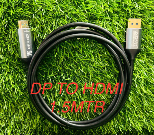 DP To HDMI Cable Connector, Compatible With Projector, Laptop, Monitor, Graphic Cards, Hdtv Monitor Projector Computer, 1.5m (Black)