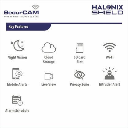 Halonix SecurCAM 360Â° 3MP 3K Pro HD Pan/Tilt Wi-Fi Smart Home Security Camera, 8X Digital Zoom, 2-Way Audio, Night Vision (White)