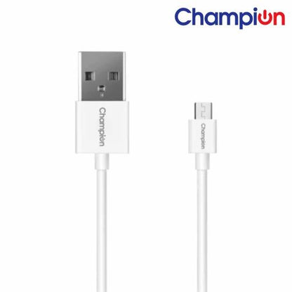 Champion USB to Micro USB Charging & Data Cable 2.4A PVC White