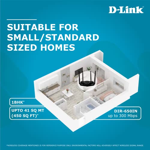 D-Link DIR-650IN Wireless N300 Router with 4 Antennas, Router | AP | Single_Band, Repeater | Client | WISP Client/Repeater Modes (Black)