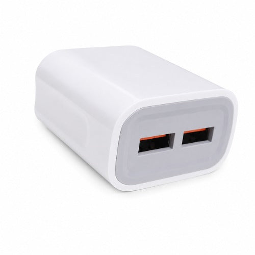 Champion 12W 5V/2.4A Dual USB Wall Charger | Fast Charging Adapter for Android & USB Devices | Quick Charge 3.0 Support (White)