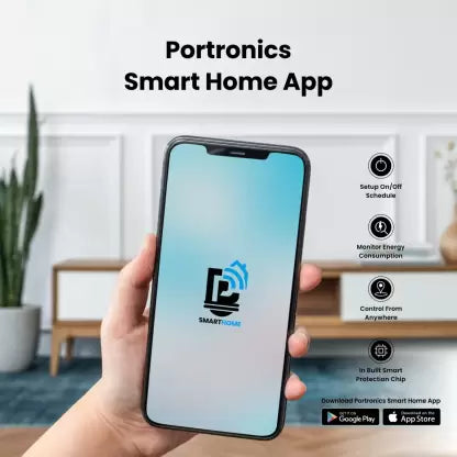 Portronics Splug 16 Wifi 16A Smart Plug Suitable for AC, Geyser, TVs, Fan Compatible with Alexa and Google Assistant