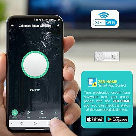 Zebronics ZEB-SP116, smart Wi-Fi plug compatible with google assistant & alexa, supports upto 16A and comes with a dedicated APP (White)