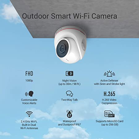 EZVIZ C4W Outdoor WiFi Security Camera|1080p FHD| Night Vision Upto 30m|Two Way Talk|Dust & Water Protection|Supports MicroSD Card