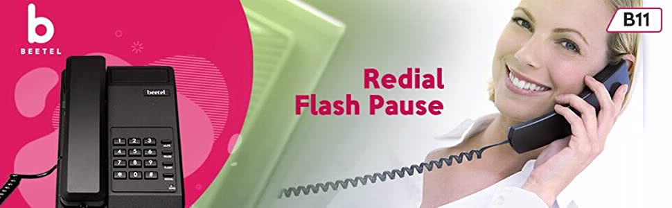 Beetel B11 Corded Landline Phone, Ringer Volume Control, LED for Ring Indication, Wall/Desk Mountable, Classic Design, Clear Call Quality (Black)